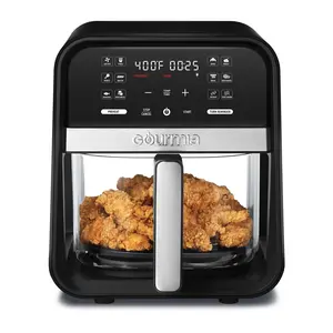 Gourmia 7-Qt Digital Air Fryer For Fast Cooking & Roasting 12-One Touch Presets Clear Glass Basket Machine