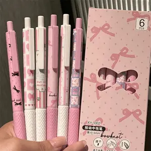 6-Piece Set With Pen Quick-Drying Bow Gel Pens, 0.5mm Fine Tip, Smooth Writing, Ideal for Office & Classroom Use, Teens, Adults, Home, Education, Gift Pen