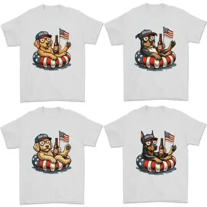50+ Dog Breeds Available - 4th of July Shirt, Patriotic Dog Lover Tee, Funny USA 250 Years Beer Dog , Independence Day Golden Retriever T-Shirt, American Flag Dog Shirt, Gifts for men and women