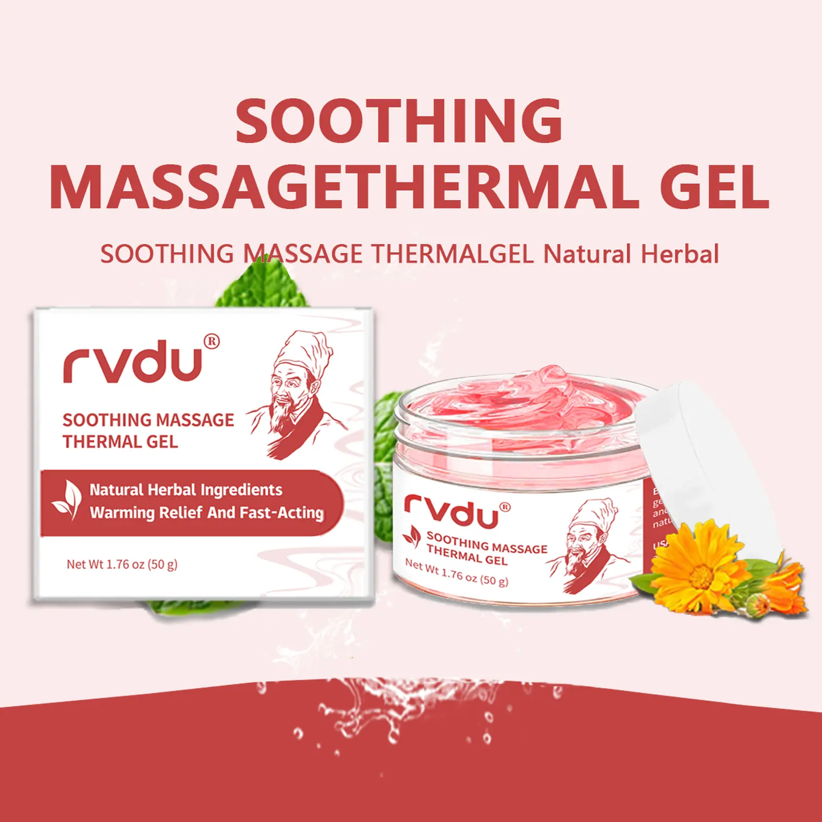 Rvdu Natural Herbal Heating Massage Gel - Soothing Solution for Joint, Back, Neck & Body Pain Relief from Arthritis & Sports Soreness, Healing, Therapy, Treatment, Pain Relief Massage Oils, Joint Pain, Joints & Muscles