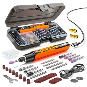39-Piece USB Polishing Electric Tool Set, Car Polisher, Cordless Drill Bits, USB Rotary Kit for Wood Metal Gemstone Grinding & Polishing, Power Tool