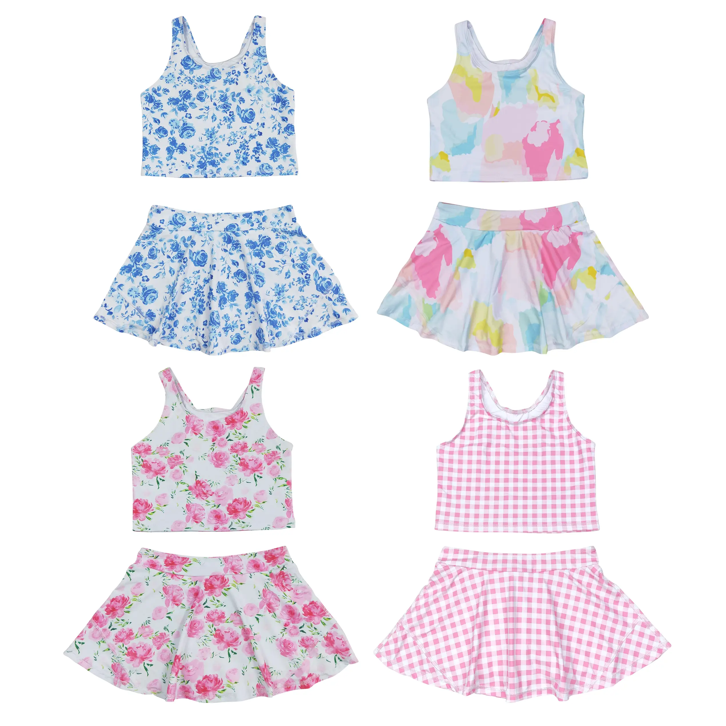 Trend Alert! Floral Crop Skirt Set for Sporty Fashionistas Athletic Kids Girls Clothes