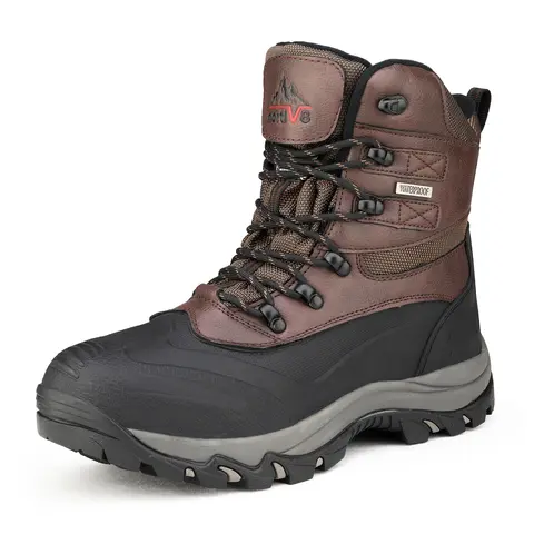 NORTIV 8 Men's Ankle Height Cuban Style Winter Snow Boots - Waterproof, 3M Thinsulate Insulated, Round Toe, Padded Back Heel, Removable, Metal Eyelet Ease, Rubber Sole All Weather Grip Outdoor Footwear