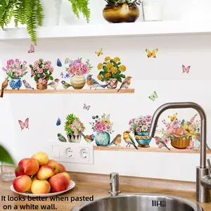 A (30*60CM) creative flower, butterfly and bird characteristic decorative Wall sticker for bedroom, living room, corridor, entrance and kitchen background wall, self-adhesive M16109-YJ