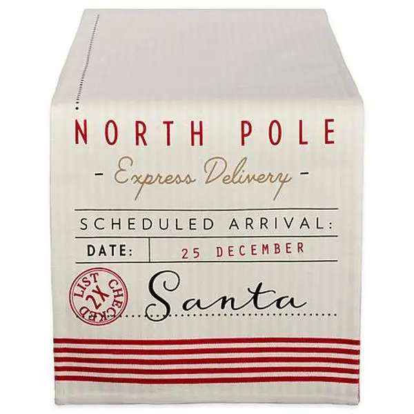 Design Imports Santas Workshop Christmas Reversible Table Runner