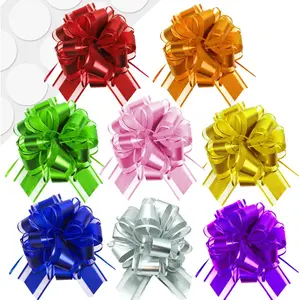Pull Bows for  Wrapping: 8 count 6-Inch  Multiple Colors Bows -  Birthday Ribbon Bow for Wrapping Boxes & Decorative Accents
