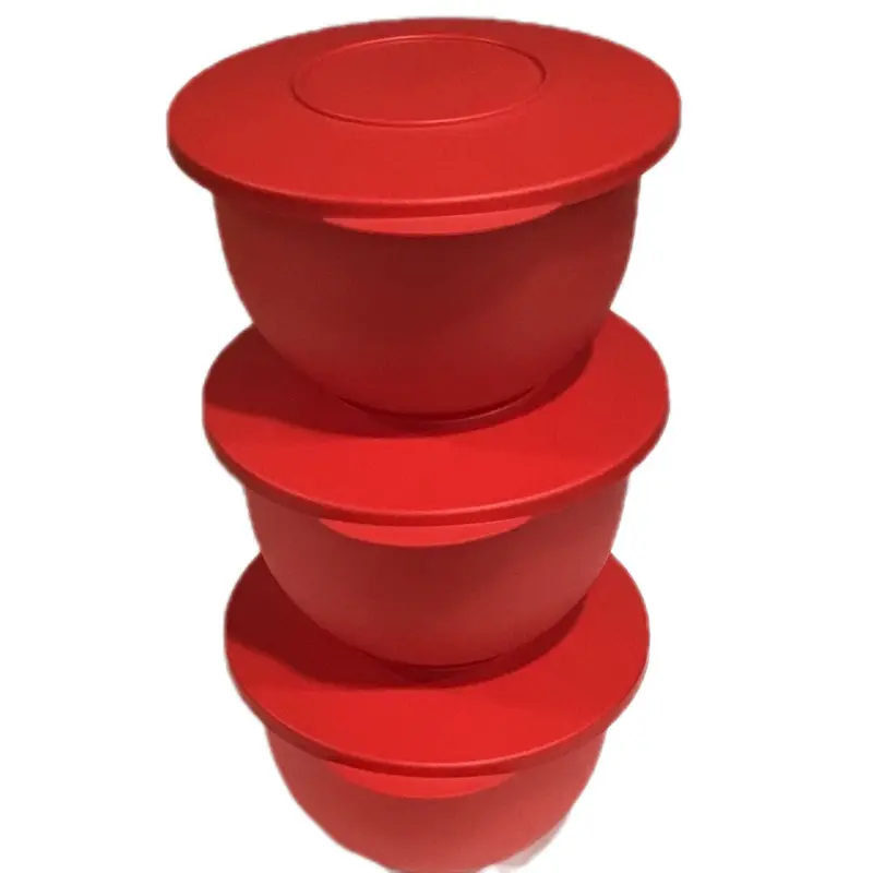 Tupperware Impressions Red 3-Piece Bowls Set (1.4L) - Dishwasher-Safe Kitchen Serving Tableware for Elegant Dining Experiences, Experience