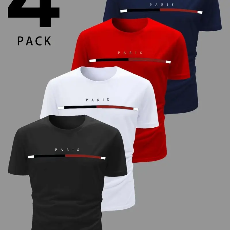 Men's Sport Quick-Dry Short Sleeve T-Shirt Set, Pure Color Round Neck Training Top, Sporty Breathable Fast Dry, Gym Essential, Quick Dry Clothes, Exercise Clothing, Running, Basketball, Football, Cycling