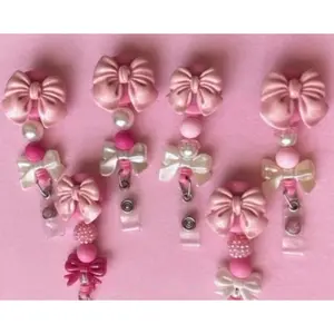 Coquette Badge Reel Bow Girl Era Pink Bow ID Badge Reel Pink Bow Id Badge