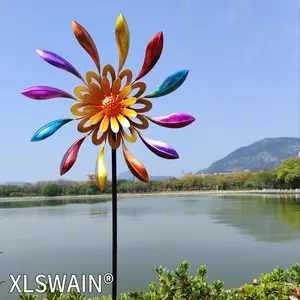 Iron Rotating Windmill, 360 Degree Rotation Wind Spinner, Wind Rotating Energy Art Windmill, Garden Decoration Supplies for Outdoor Garden, Garden Accessories