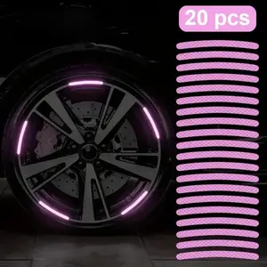 20pcs Car Wheel Tire Reflective Sticker, Universal Motorcycle & Electric Car Wheel Warning Sticker, Safety Enhancing Design