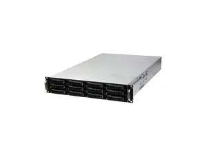 AIC RSC-2ET 2U 12-bay SAS/SATA storage server chassis. With its tool-less 3.5" and 2.5" hard drive carriers, top covers and backplane.
