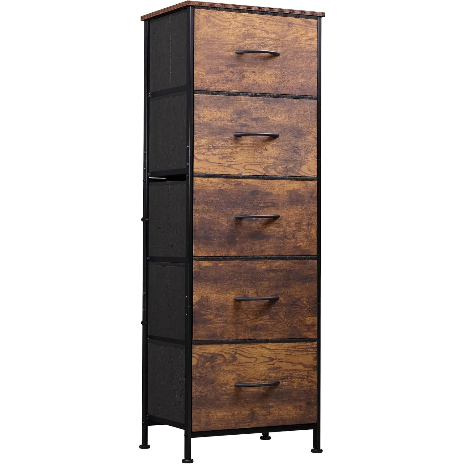 WLIVE Tall Dresser for Bedroom, 5 Drawer Dresser, Rustic Brown