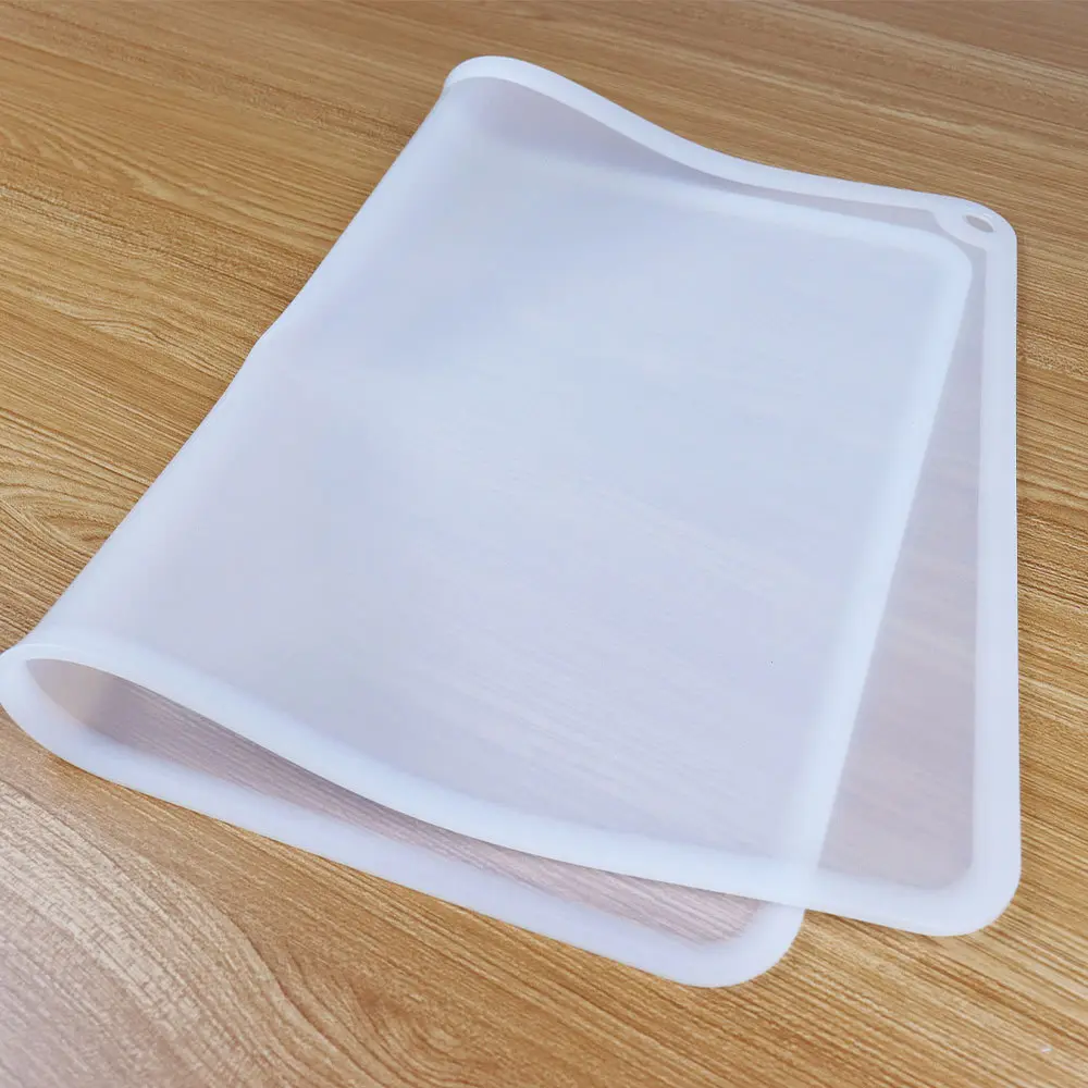 Liquid transparent semi-transparent silicone kneading mat, baking and dough mat, rolling mat, anti-spill edge kneading mat