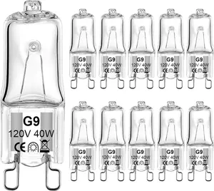 G9 Halogen Bulb 40 Watt 120 Volt Dimmable T4 JCD Type Bi-Pin Base for Chandeliers, Pendants, Cabinet Lights, Landscape Lights Replacement, Warm White (10 Pack)