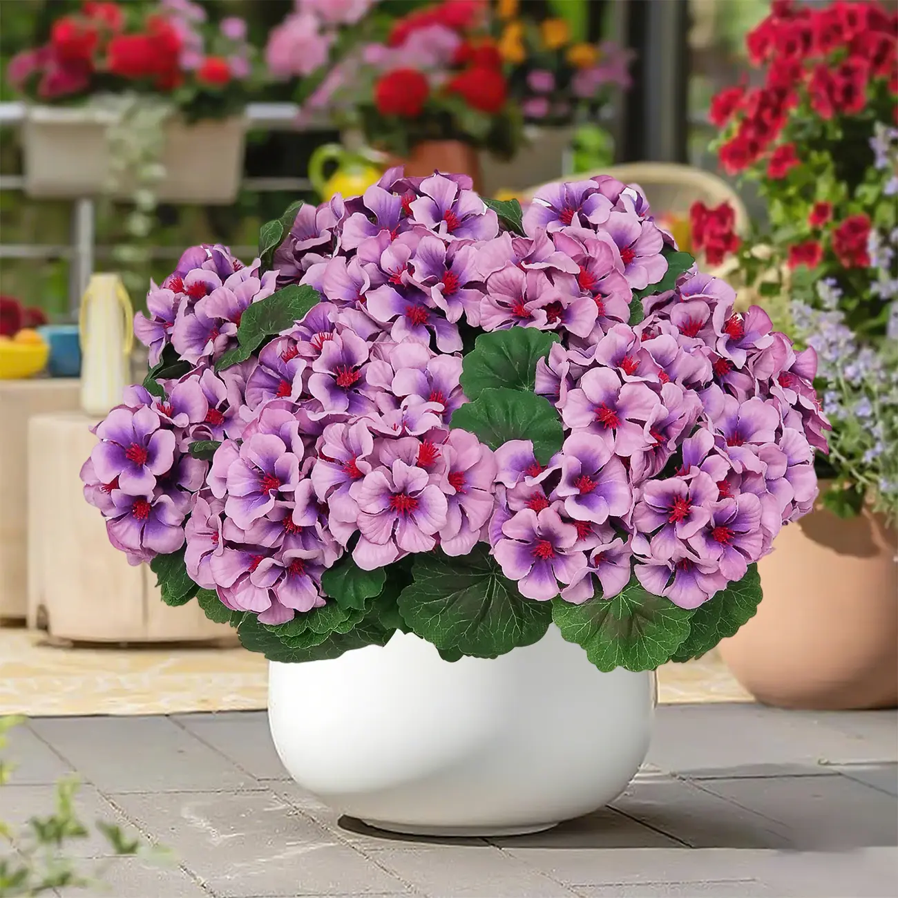 [Purple] 8 Pcs Artificial Geranium