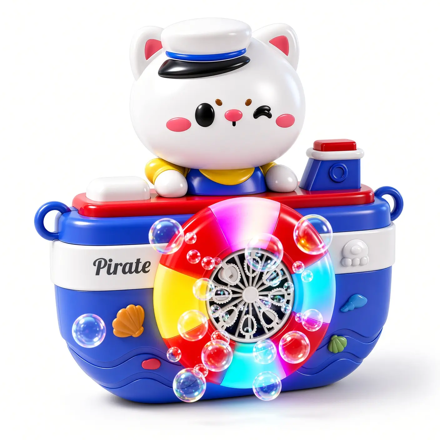 Automatic Bubble Machine with Hanging Neck Strap & LED Lights, High Output Continuous Bubble Blower Toy for Outdoor Lawn Beach Travel Play