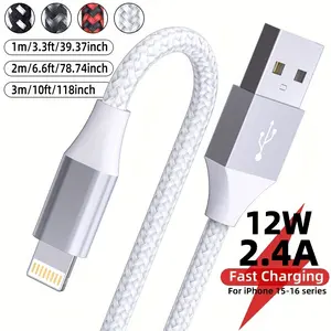 LAIHONEN for iPhone, 1/3pcs mixed colors, 3.3/6.6feet fast charging Lightning data cables compatible with for iPhone 14/13/12/11/ for Max/ for XR/ for XS, for iPad, and other devices