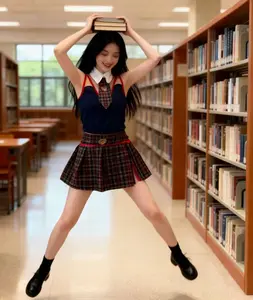 Cute Schoolgirl JK Uniform Set - Soft Plaid Skirt & Knit Top