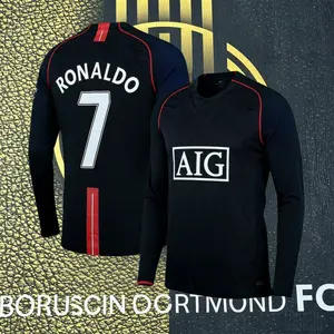 0708 Vintage Long Sleeve Soccer Jersey AwayCR 7 Champions League Edition