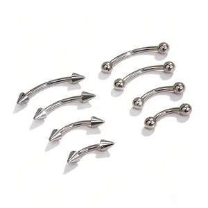 Eyebrow Piercing Jewelry Surgical Steel Curved Barbell Tiny Eyebrow Ring Vertical Labret Lip Jewelry Ear Rook Navel Small Belly Button Ring for Women Men 16g 6mm/8mm/10mm/12mm Nose Expanders Nose Cuff