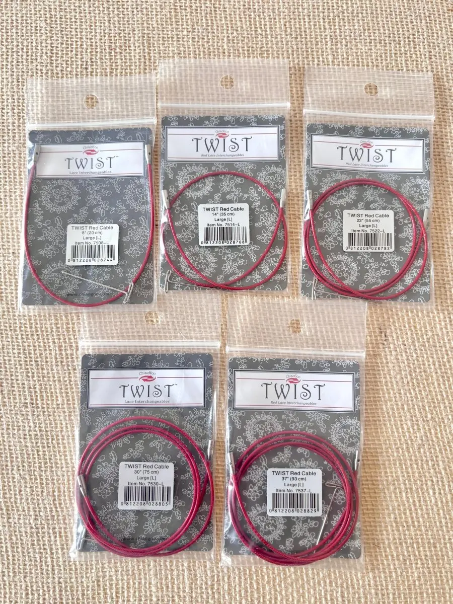 ChiaoGoo | Twist Lace Interchangeable | Red Cable for Large Knitting Needles (Multiple Sizes)