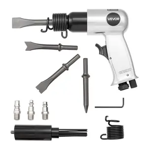 Summervibes VEVOR Air Hammer, 4500BPM Pneumatic Hammer with Rust Removal Air Needle Scaler 4PCS Chisels Round Shank, Lightweight Compact Air Chisel Pneumatic Shovel Tool for Cutting Scraping Demolishing
