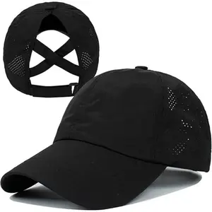 Women's cross ponytail baseball cap, adjustable high ponytail cap, quick-drying cap, women's ponytail baseball cap, unisex golf cap, tennis cap.