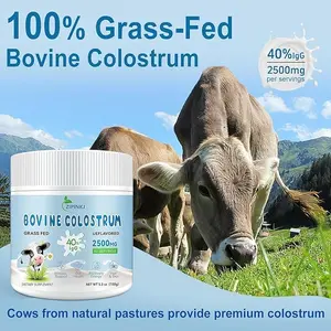 Bovine Colostrum Supplement Powder 2500mg, 40% IgG Grass-Fed Cows Colostrum Bovino Organico for Gut Health, 5.3oz*2