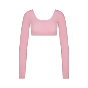 WOOL RIB LONG SLEEVE SUPER CROPPED TOP | HALITE