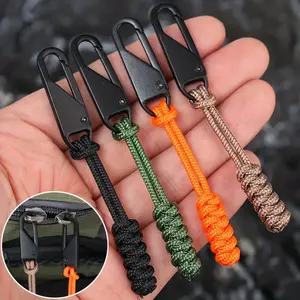 6Pcs Braided Zipper Puller Replacement, Heavy Duty Zipper Tags with Metal Sliders for Outdoor Camping Hiking Gear, Backpack Jacket Bag Repair Accessories