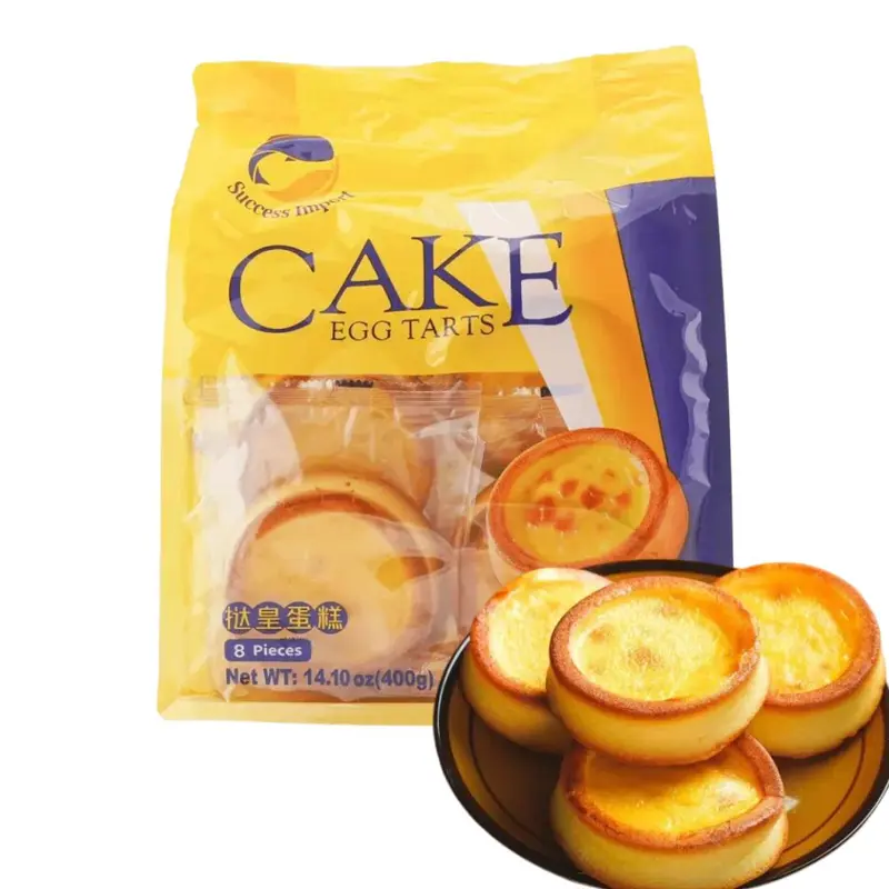 Success Import Egg Tarts Cake 8 Pieces in 14.1oz Soft Rich Core Sponge Cake for Coffee Tea Snacks Parties Pastries Sweet Baking Dessert Treats Perfume Milk