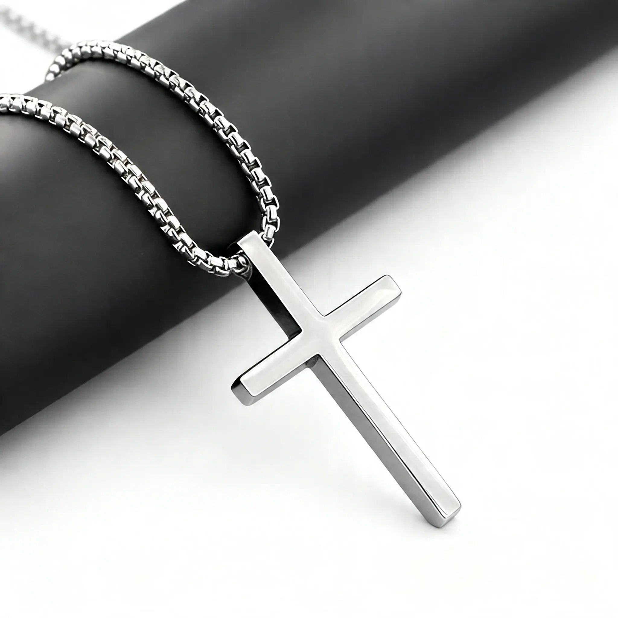 Unisex Stainless Steel Minimal Faith Cross Necklace, Men's Jewelry, Jewelry for Women, Necklaces for Women, Everyday Costume Fashion Accessory vintage pendant necklace gift