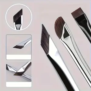 3-Piece Portable Makeup Brush Set Suit: Eye Shadow, Highlight and Concealer-Ultra-Thin Eyebrow Brush | Stick Shape | Fragrance-Free | Polyester Bristle | Suitable for Neutral Skin | ABS Plastic Handle