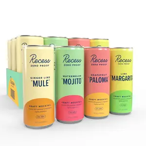Recess Zero Proof Craft Mocktails, Alcohol Free Drinks, With Adaptogens, Non-Alcoholic Beverage Replacement, Mixer, Celebration, Party, (Sampler, 12oz, Pack of 12)