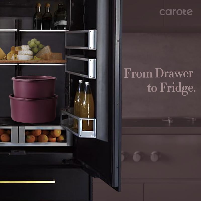 [Official] CAROTE 21pcs Nonstick Cookware Set, Pots and Pans with Removable Handle, Oven/Dishwasher/Fridge safe, Egg Pan, Purple/Burgundy/Gray