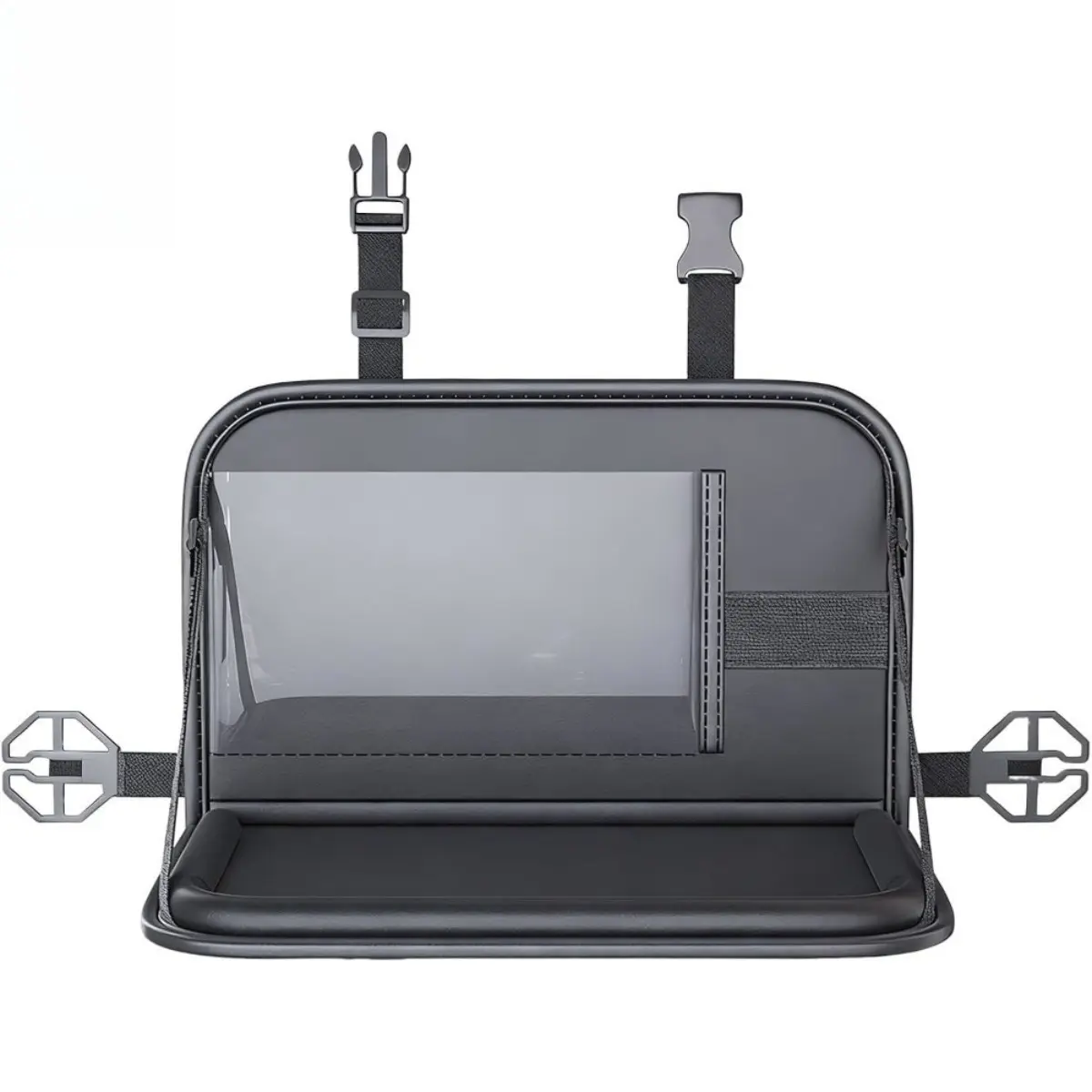 Compact Leather-Like Car Back Seat Hanging Tray Table - Sturdy Hanging Tray, Foldable, Multifunctional Tablet & Food Holder with Multiple Slots, Car Interior Essential for Family Road Trips, Car Back Seat Tray, Artificial Leather