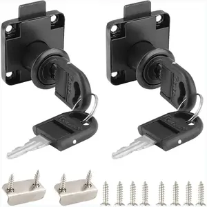 2 Pack Drawer Lock with Keys, Black Cylinder Office Cam Mailbox Lock for 17mm-22mm Fixing Important Documents, Cabinet, Wardrobe, Desk Letter Box