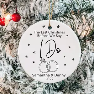 Personalized Engagement Ornament, Custom Porcelain Ornament, we’re engaged, engagement gift for couples