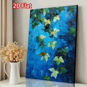 2D Flat, 2D Flat, Framed Canvas Prints And Posters for 2D Flat Easter And Christmas Holiday Decorations, Featuring Art Paintings of Leaves Beneath a Starry Deep Blue Night Sky, Perfect for Valentine'S Day And Home Decor in Living Rooms And Bedrooms	