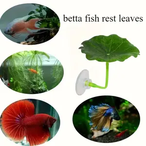 2pcs Realistic Fish Leaf Hammock, Aquarium Plastic Plants for Fighting Fish, All-Seasons Tank Decoration, Hideaway & Landscape Decor, Aquatic Plants