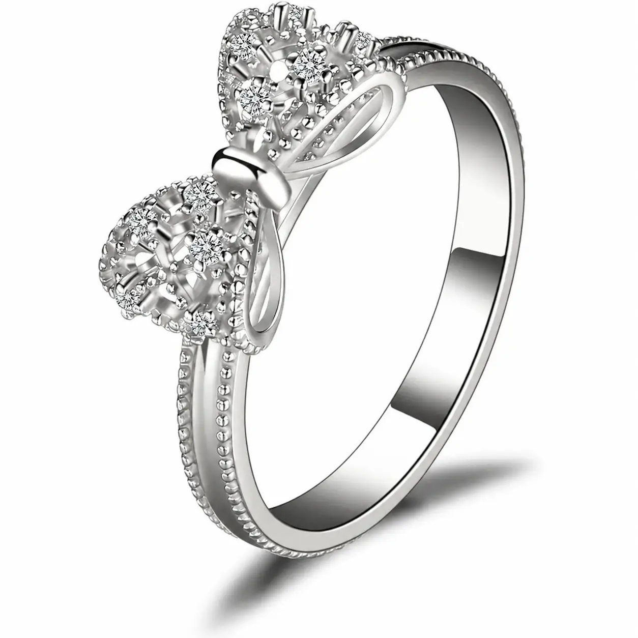 Cubic Zirconia Promise Ring Set, Gold Plated Stackable Bow Shape Rings for Women, Hypoallergenic Daily Friendship Jewelry Gift, Jewelry Stack, Everyday, Stacking, Affordable Fashion, Cubic Zirconia Rings, Meaningful Gifts