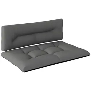 2-Piece Pallet Sofa Cushions, 3.9" Thick Tufted Design, 180gsm Polyester, Splash & Fade Resistant, Soft PP Filling Anti-Deformation, Outdoor Replacement Cushion for Garden Patio 2-Seater Furniture