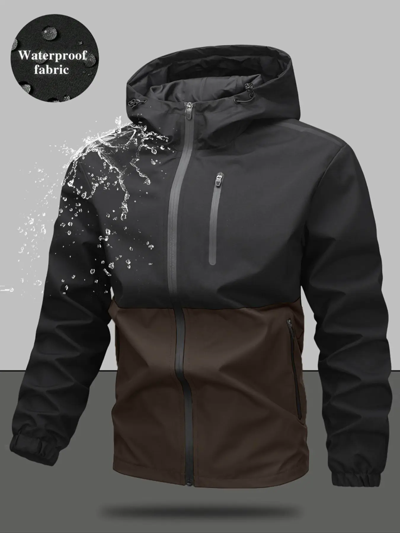 Men's Hooded Zipper Jacket, Patchwork Design, Casual Style, Comfortable Fit, All Seasons Wear, Ideal for Daily & Leisure Activities