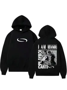 Cartis Music Logo Graphic Print Hoodie, Opiates Ken Carson Self-Love Tour Rap Sweatshirt, Men's Casual Loose-Fit Hooded Pullover