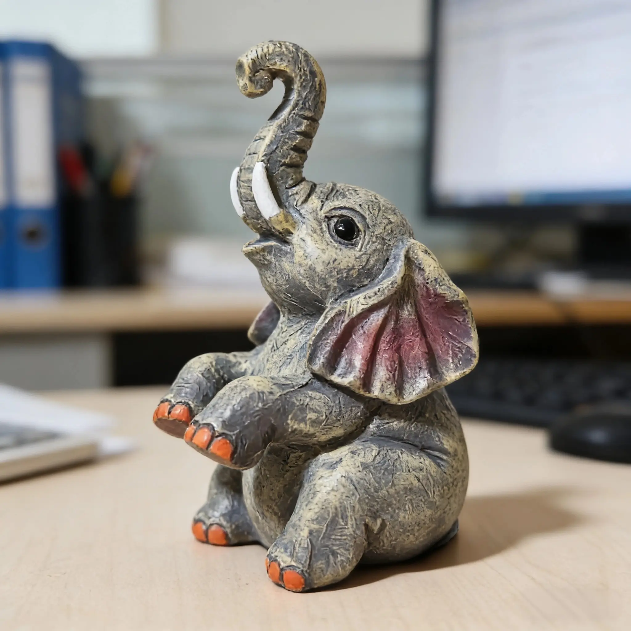 Lucky Elephant Resin Desktop Decor for Office and Home, Inspiring Gift for Students and Working Professionals, Aesthetic Desk Ornament