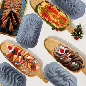 4 pack Silicone Bread Loaf Pan, Exclusive & Novelty Collection Cake Pans, Lotus/ Spiral/ Braided/Classic Fluted Shape Loaf Pan, Oven Rectangular Non-Stick baking mold for Cakes, Breads, Meatloaf and quiche, jelly，Christmas gifts