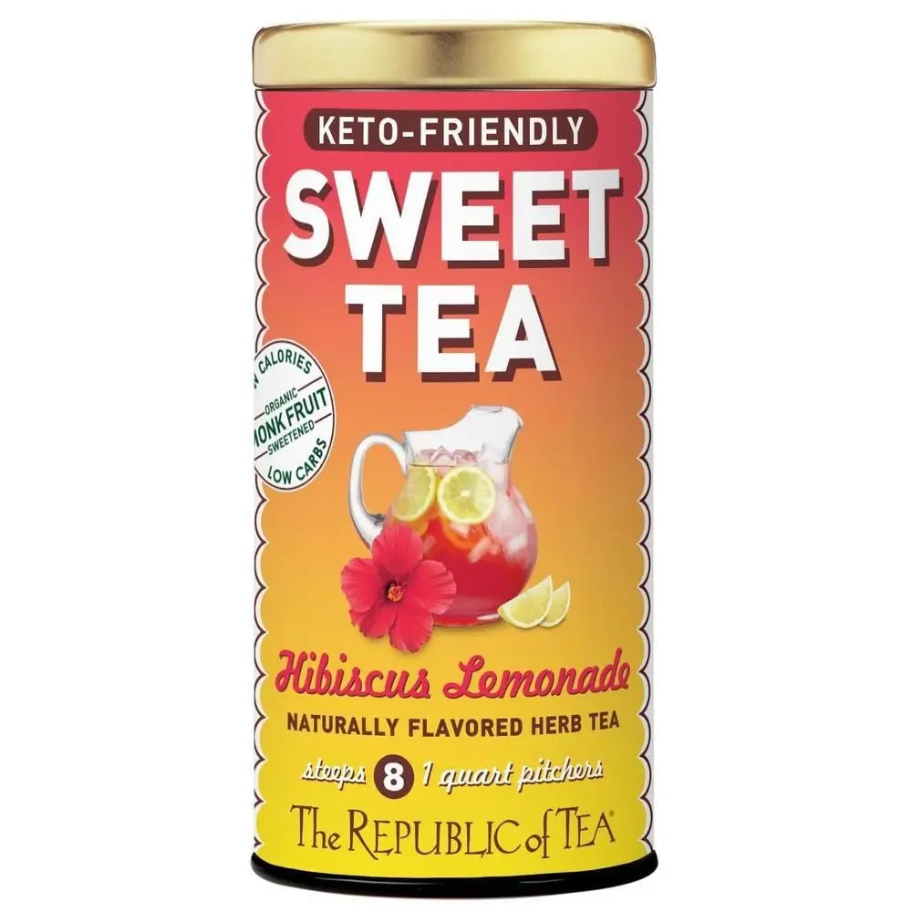 The Republic of Tea – Keto-Friendly Sweet Iced Hibiscus Lemonade Herbal Tea, 8 Large Quart-Sized Iced Tea Pouches, Naturally Caffeine-Free The Republic of Tea – Keto-Friendly Sweet Iced Hibiscus Lemonade Herbal Tea, 8 Large Quart-Sized Iced Tea Pouches, Naturally Caffeine-Free