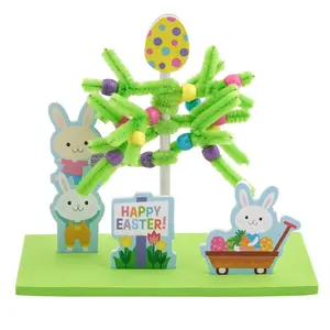 5 1/4" x 4 1/4" 3D Easter Tree Chenille Stem Craft Kit - Makes 12