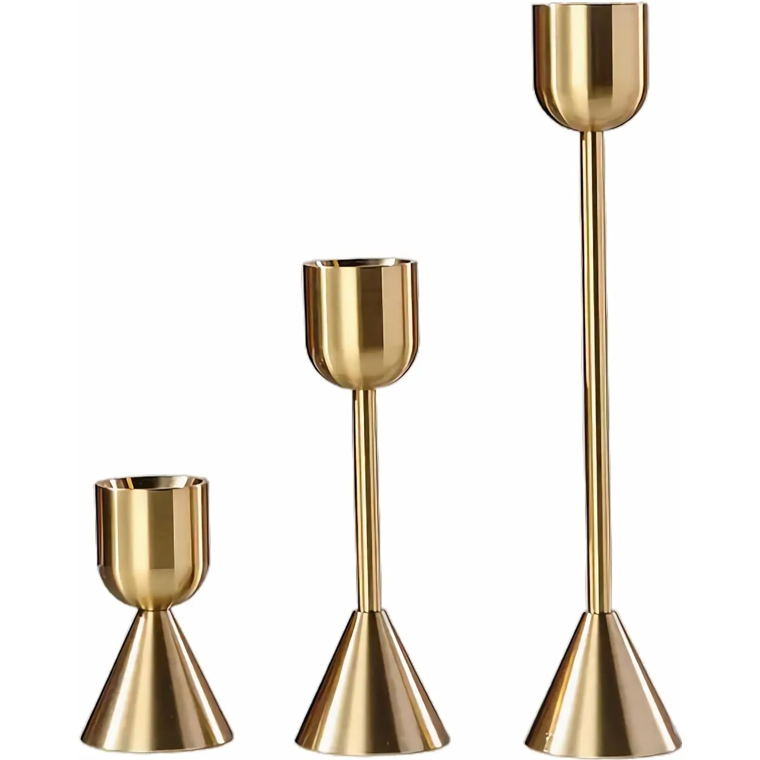 Brass  Candlestick Holder,Taper Candle Holders,Set of 3 Candle Stick Holders, Modern Decorative Centerpiece for Table Mantel Wedding Housewarming
